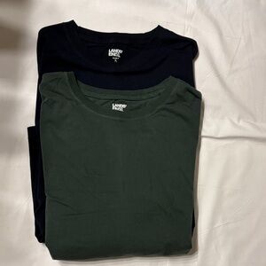 Lot of 2 Lands' End Olive Green/Navy Blue Long  Sleeve XL Super-T Base Layers.